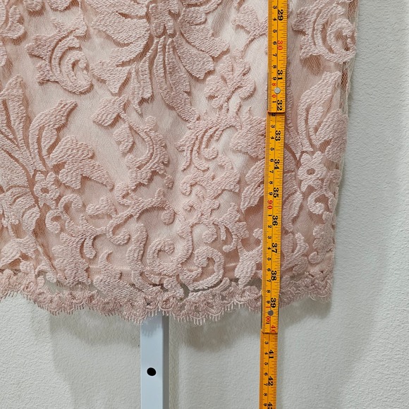 TADASHI SHOJI Women's Pink Scalloped Neck Lace Sheath Zip Cocktail Dress Sz 4 - Picture 13 of 13